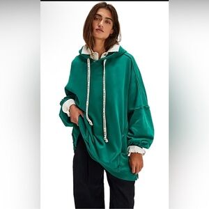 Free People Teal Pullover with Drawstring